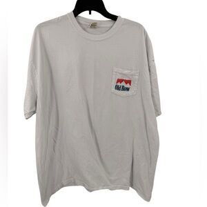 Old Row White Graphic Print Pocket Bull Riding Mens T-Shirt Crew Neck Size 2XL